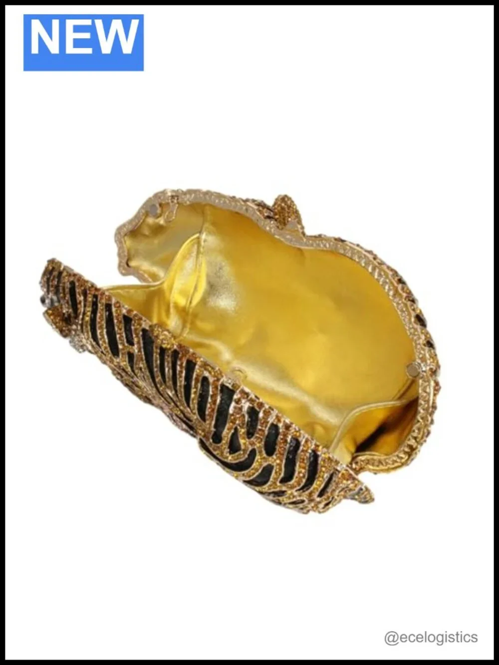 Cute Tiger Rhinestone Evening Clutch Prom Party Purse Sparkling Handbag
